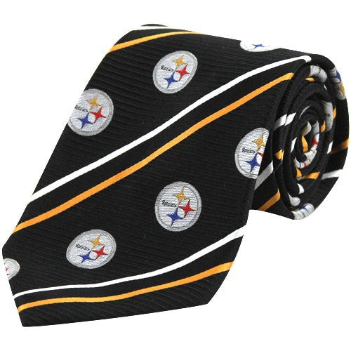 Pittsburgh Steelers Tie  Cambridge Stripe Woven Silk