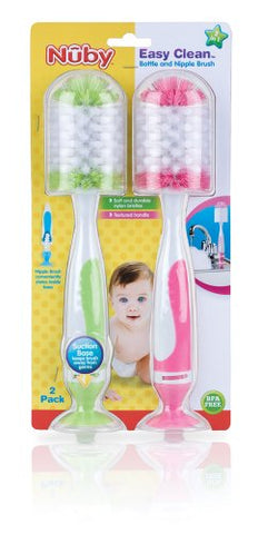 2-Pk Bottle Nipple Brush w/suction base