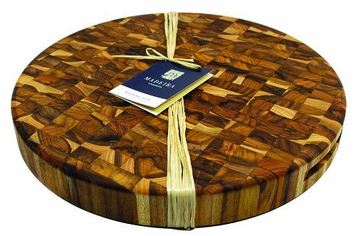 Madeira Canary Teak-End Grain, XL Round Chop Block, 18" x 2"