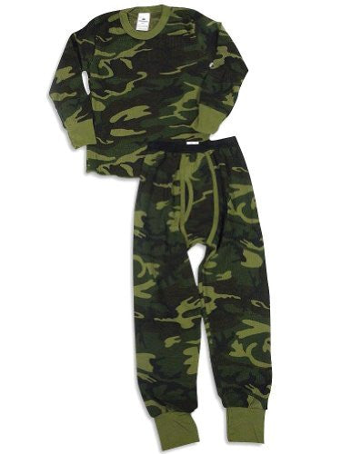 BOYS 5.0 OZ. 65/35 COTTON/POLY WOODLAND CAMO - SET, Small