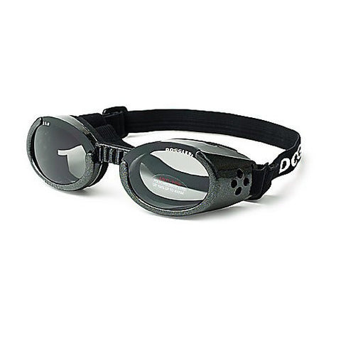 Metallic Black ILS Doggles with Light Smoke Lens - Large