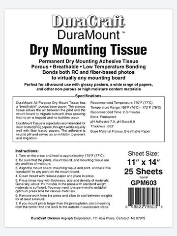 Duramount Dry Mount Tissue 11x14 Pack of 25