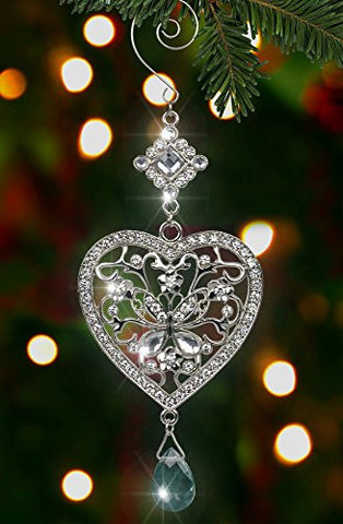 Jeweled Heart Ornament, 7"H x 2.5"W