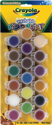 18 ct. Washable Paint Pots with Brush, Classic & Bold Colors