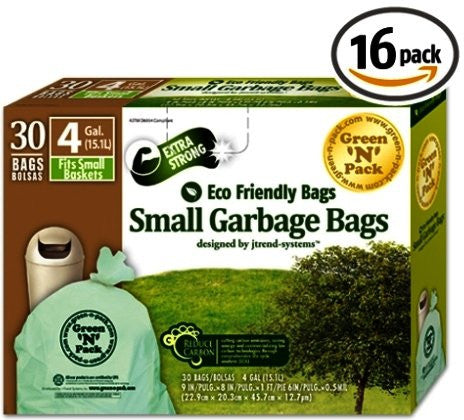 Small Garbage Bags, 4 Gallon, 30-Count