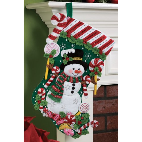 FELT STOCKING - CANDY SNOWMAN 18"