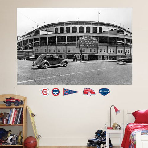 Chicago Cubs Wrigley Field Historical Exterior Stadium Mural 72"W x 48"H