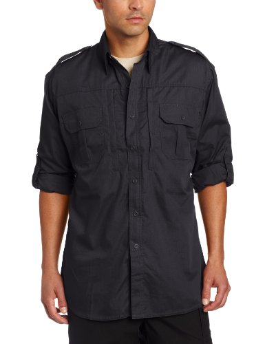 Men's Tactical Shirt - Long Sleeve Large Long (Charcoal)