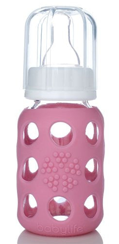 Lifefactory Glass Baby Bottles, 4 oz Pink