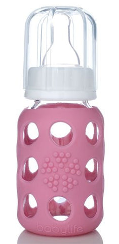 Lifefactory Glass Baby Bottles, 4 oz Pink