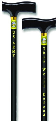 Straight Adjustable Aluminum Cane With Fritz Handle US Army, Black