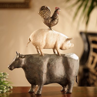 American Folk Art Trio - Chicken, Pig, Cow 15.5"H 13"W 4"D ALUMINUM 4.00lbs