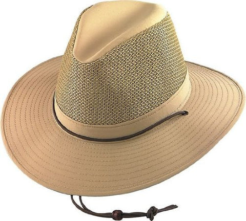 Aussie Breezer - SPF 50+ Fabric, 3 in Brim, Firm Mesh, Khaki, Large