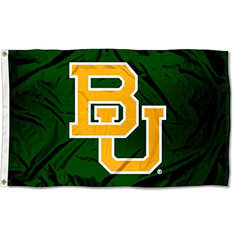 Baylor "BU" On Green 3 X 5 Flag