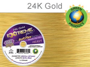 Soft Flex Softflex Bead Wire 49 Strand Gold 0.024" x 30-Feet
