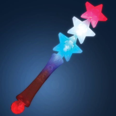 LED Triple Star Wand - Red/White/Blue LED