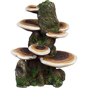Deco Replicas Resin Ornament, Mushrooms on the Rock / Brown - Medium