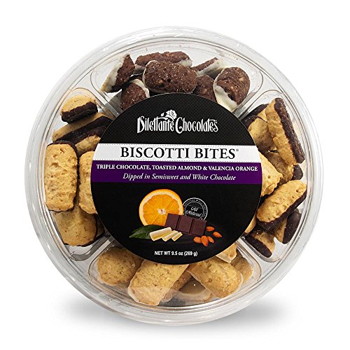 Biscotti Bites Assorted Wheel (Toasted Almond Dipped, Triple Chocolate Dipped & Valencia Orange Dipped) 9.5 oz.