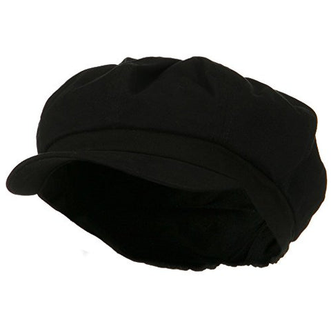 e4Hats, Cotton Elastic Big Size Newsboy Cap - Black (2XL-3XL)