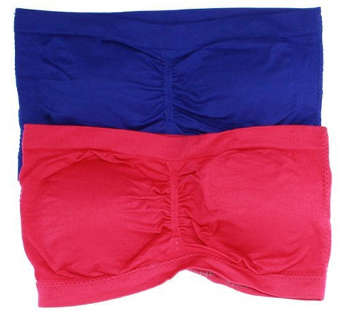 Anenome Women's Strapless Seamless Bandeau Padding (2 or 4 pack),One Size,Royal/Wild Pink