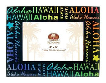 Hawaiian Glass Photo Frame - Aloha Hawaii 4 by 6 Inches