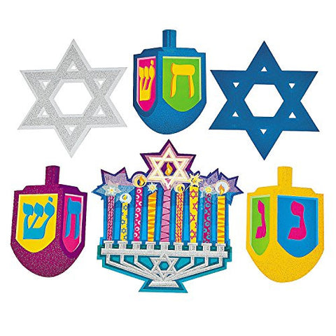 12 Hanukkah Glitter Cutouts