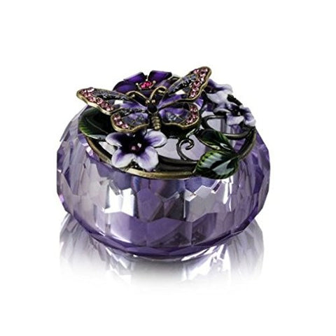 PURPLE BUTTERFLY CRYSTAL GLASS BOX (2.5" HEIGHT)