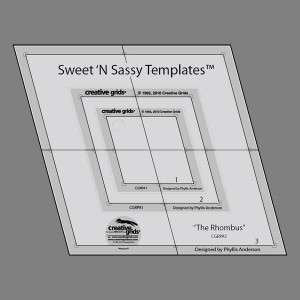 Creative Grids Sweet N Sassy Rhombus Templates 3pc set with holes Quilt Ruler