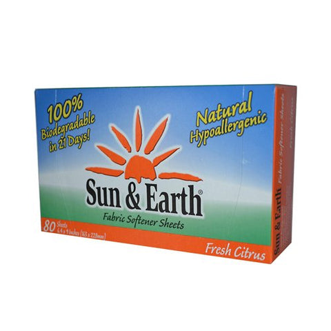 Sun & Earth Fabric Sheets, Light Citrus, 80 ct