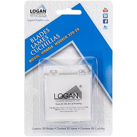 Replacement Mat Cutter Blades For Handheld Cutters,DIY Mat Cutting Kit, Logan Team System Plus, Compact, Artist and Simplex series mat cutters - 50 blades/pk