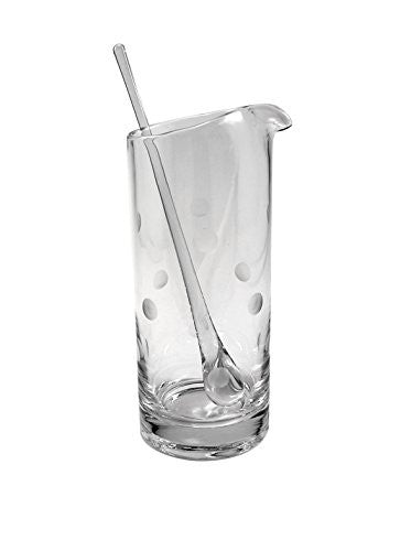 POLKA DOT PITCHER WITH STIRRER, CLEAR, 30 OZ.