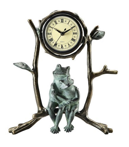 Mother and Baby Frog Clock 10"H 9"W 3.5"D Aluminum 1.32lbs