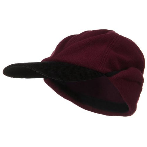 e4Hats, Oversize Fleece Warmer Flap Cap - Wine (fitting XL to 3 XL)