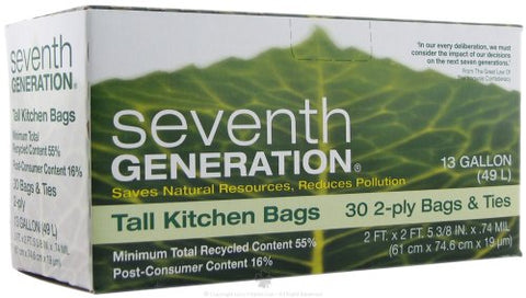 Seventh Generation Tall Kitchen Bag, 13 Gallons (30-Count)
