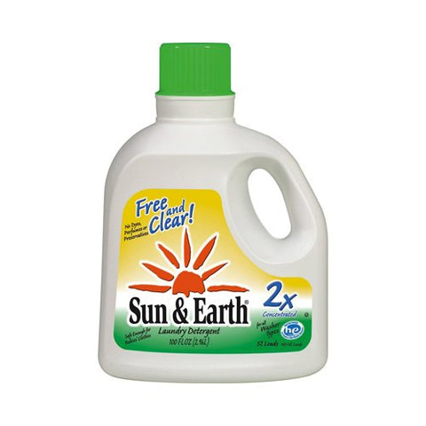 Sun & Earth 2x Concentrated Liquid Detergent, Free & Clear, 100 oz