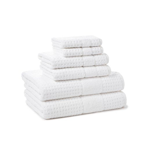 Hammam Bath Towel: 30" x  54" - White,
Hammam Hand Towel: 18" x  28" - White and
Hammam Wash Towel: 13" x  13" - White