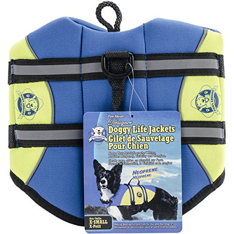 Paws Aboard Neoprene Doggy Life Jacket - Blue/Yellow, XS