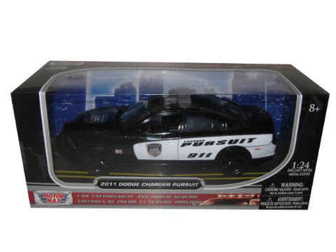 Motormax - Dodge Charger Pursuit Police Car (2011, 1/24 scale diecast model car, Black/White)