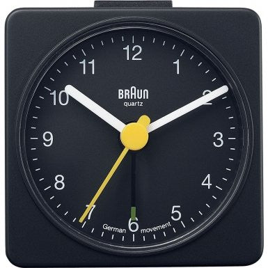 Braun Square Analog Travel Alarm Clock Black