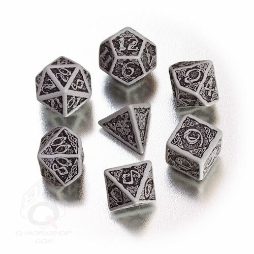 Gray & black Celtic 3D Revised Dice (set of 7)