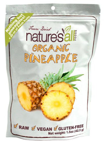 Nature's All Foods Freeze Dried Fruit Pineapple, Raw At least 95% Organic (1.5 oz.)