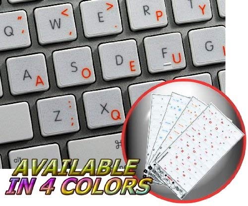 Apple Dvorak Transparent Keyboard Sticker, Orange Letters, Apple Size