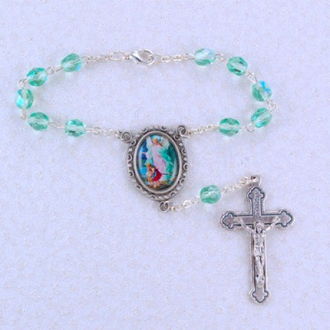 6mm Guardian Angel Auto Rosary Carded
