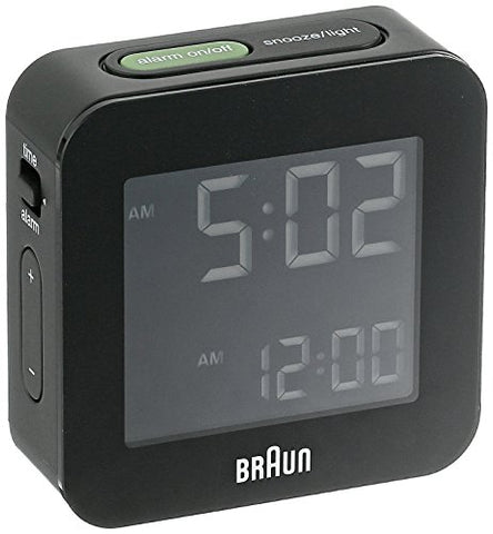 Braun Men's Digital Square Alarm Clock, Black