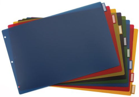 Cardinal 11" x 17", Poly Insertable Dividers, 8 Tab, Multicolor