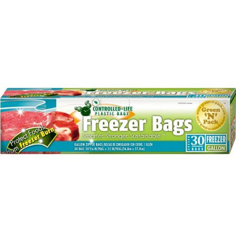 Freezer Bags, Double Zipper, Gallon Size, 30-Count