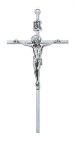 8" All Silver Crucifix Silver Halo