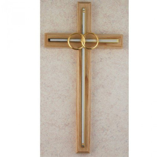 8" Oak W/ White Wedd Cross