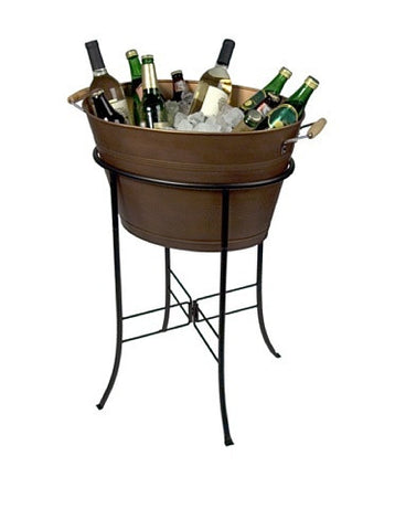OASIS OVAL PARTY TUB W/STAND, ANT. COPPER