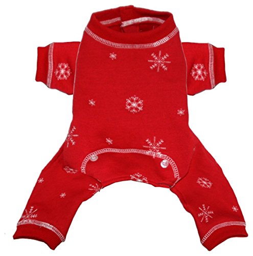 Hip Doggie Snowflake Longjohns - Red, Large